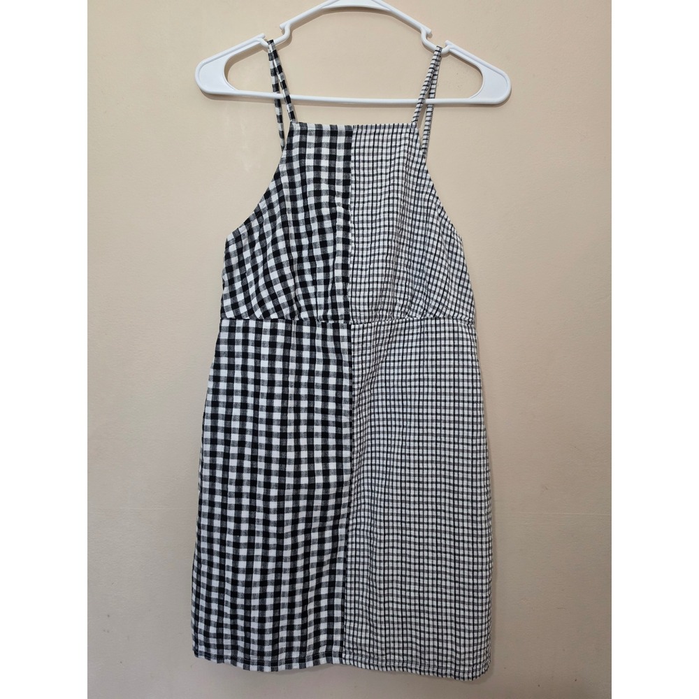 American Eagle Gingham Colorblock Mini Dress Black White Check Sleeveless‎ Small